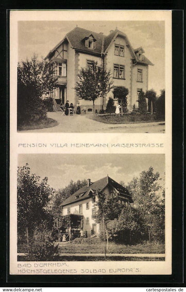 AK Bad Dürrheim, Pension Villa Heinemann In Der Kaiserstrasse - Vorder- Und Rückansicht  - Bad Dürrheim