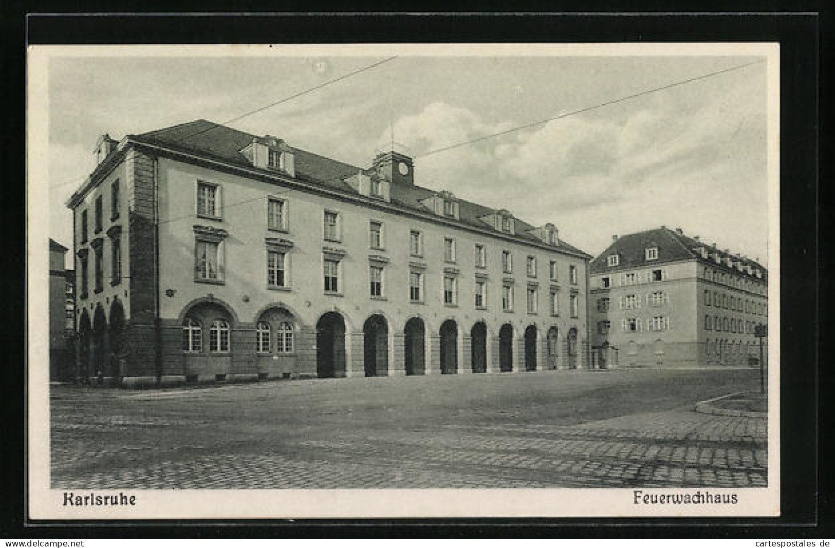 AK Karlsruhe, Feuerwachhaus Mit Strasse  - Sapeurs-Pompiers