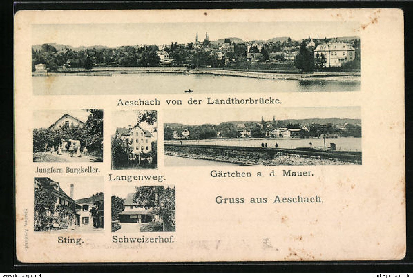 AK Aeschach, Gasthaus Jungfern Burgkeller, Schwiezerhof, Langenweg  - Other & Unclassified