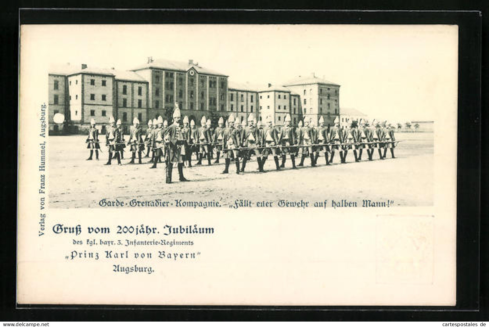 Präge-AK Ganzsache Bayern PP15D13 /03: Augsburg, 200jähriges Jubiläum Des Kgl. Bayr. 3. Infanterie-Regiments  - Régiments
