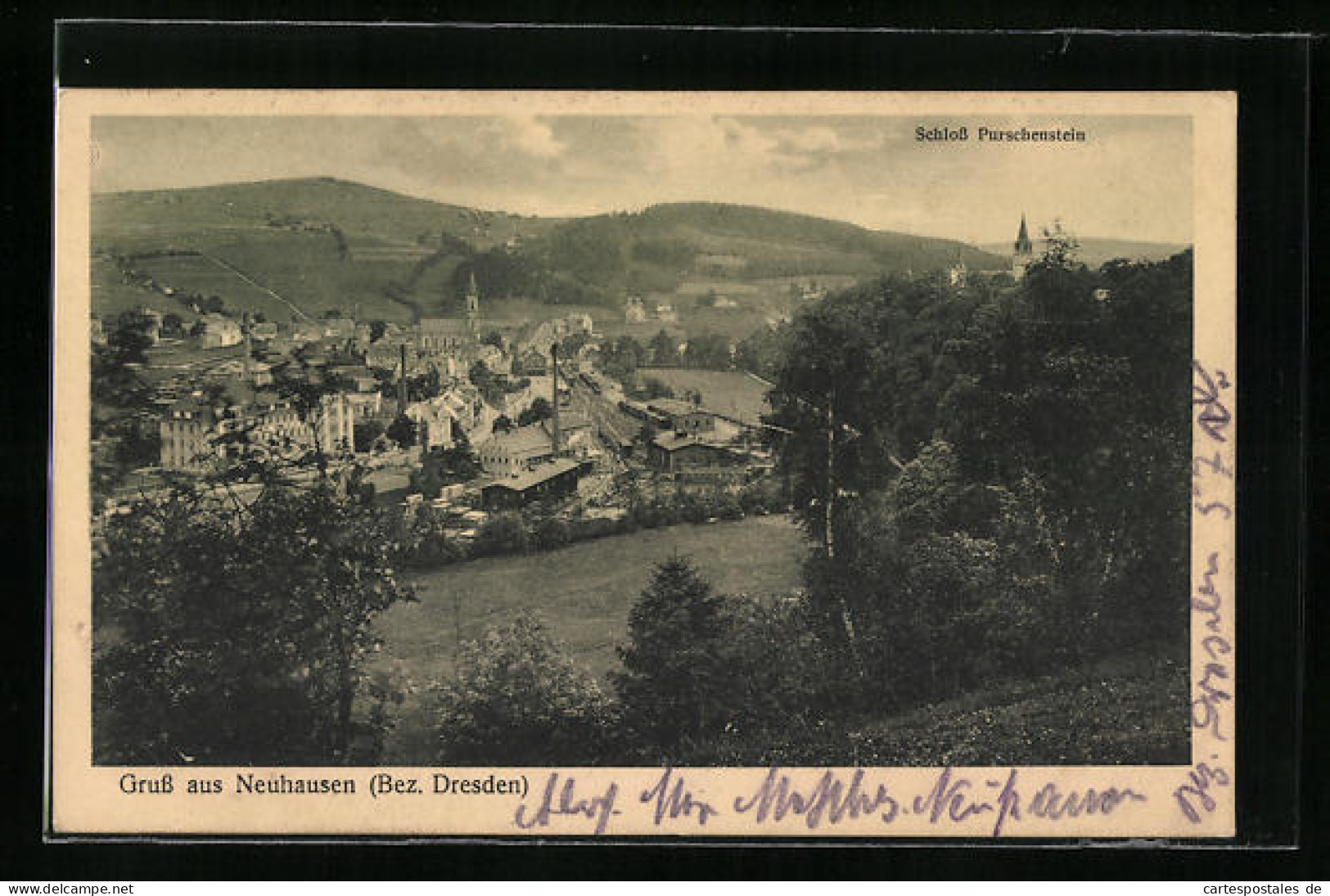 AK Neuhausen, Totalansicht Mit Schloss Purschenstein  - Neuhausen (Erzgeb.)