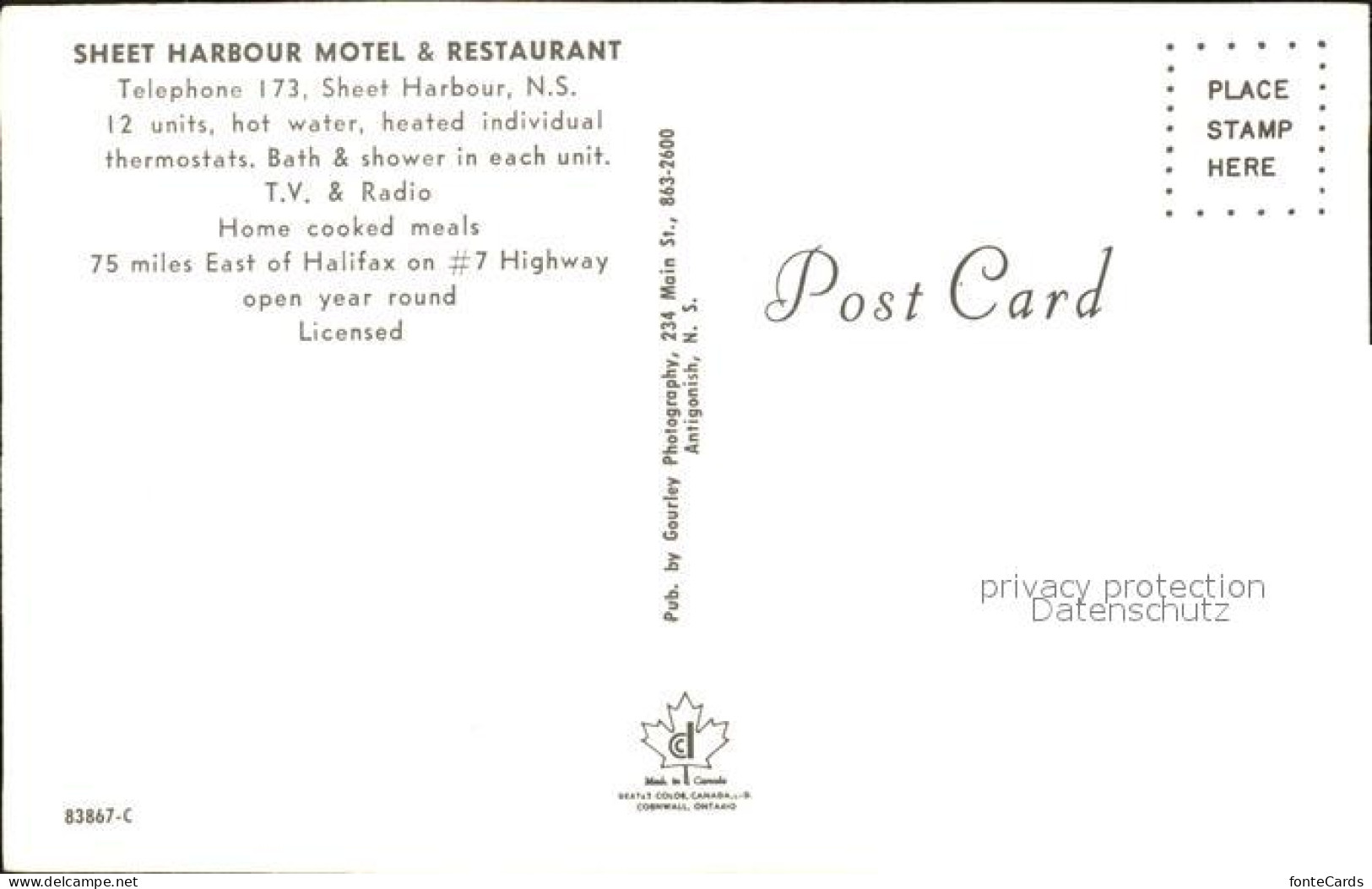 71942916 Kanada Sheet Harbour Motel And Restaurant Kanada - Non Classés