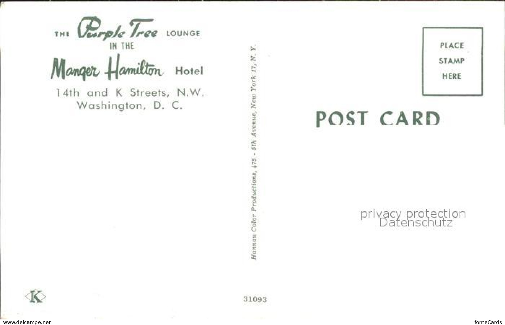 71942412 Washington DC Hotel Manger Hamilton Purple Tree Lounge  - Washington DC