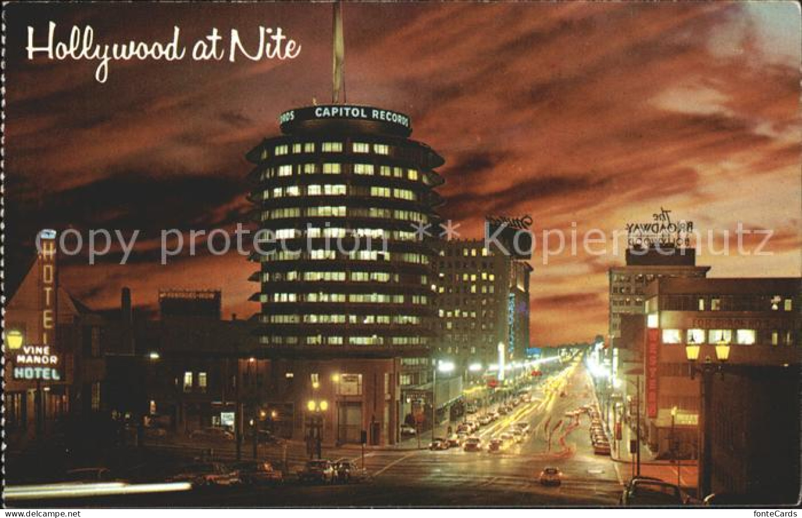 71942252 Hollywood California At Night Vine Street Capitol Records Building Holl - Other & Unclassified