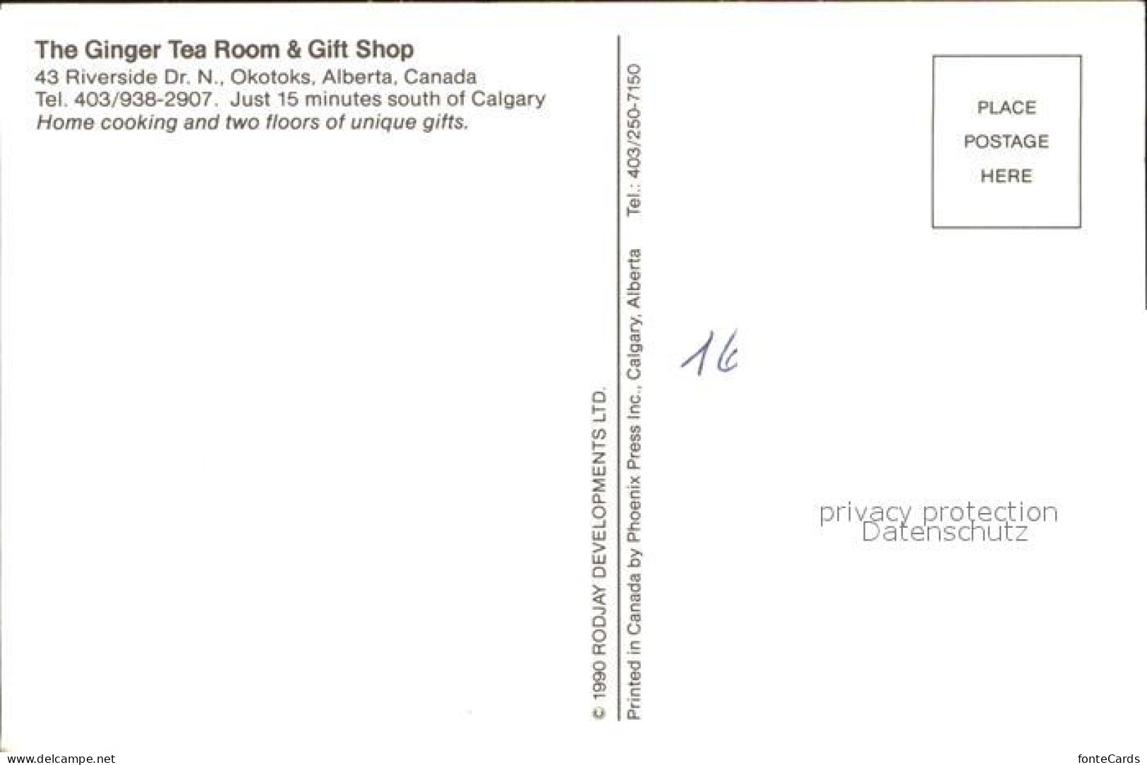 71942234 Alberta  The Ginger Tea Room And Gift Shop Alberta  - Zonder Classificatie