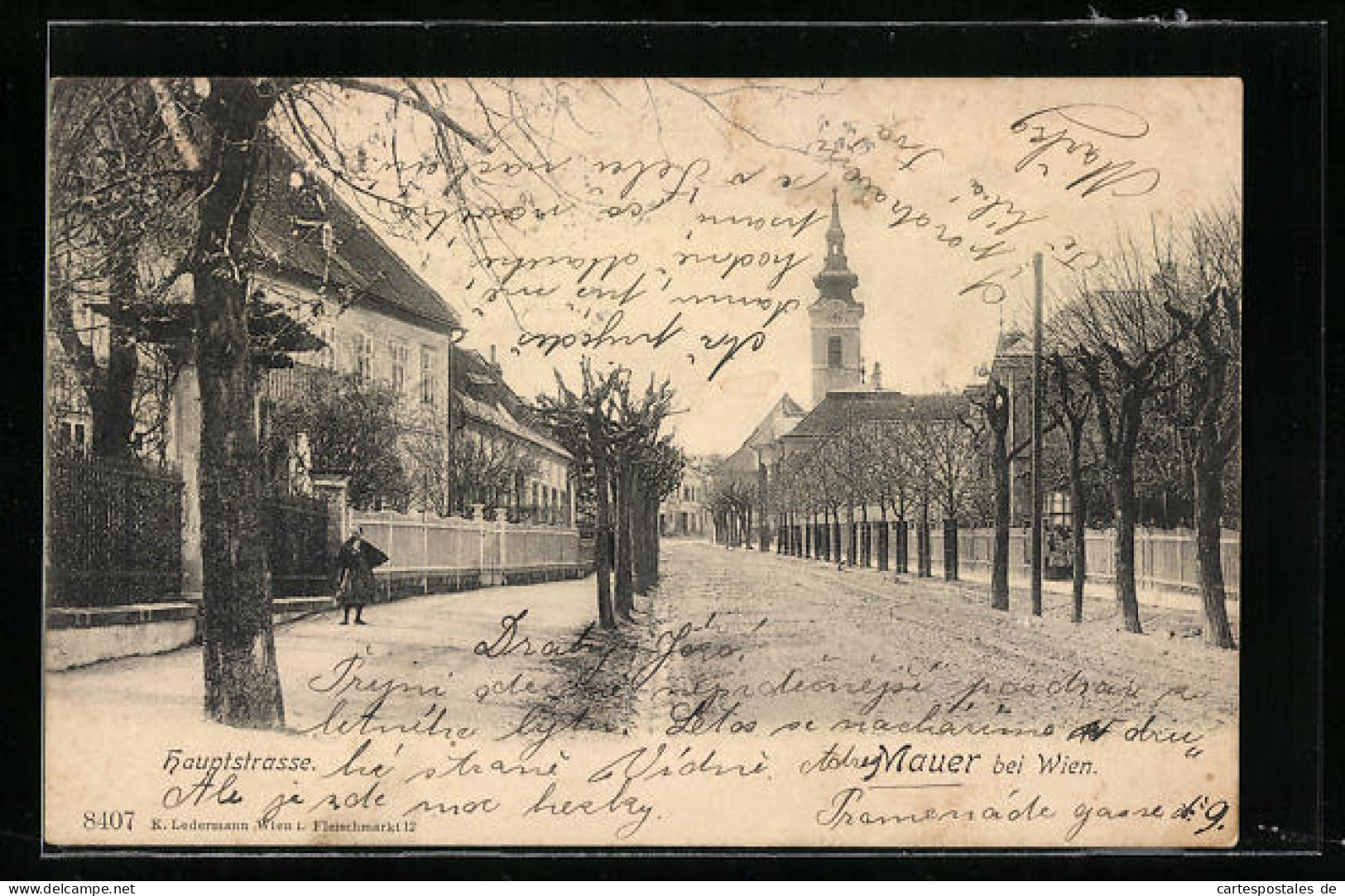 AK Wien-Mauer, Hauptstrasse Mit Blick Zur Kirche  - Otros & Sin Clasificación