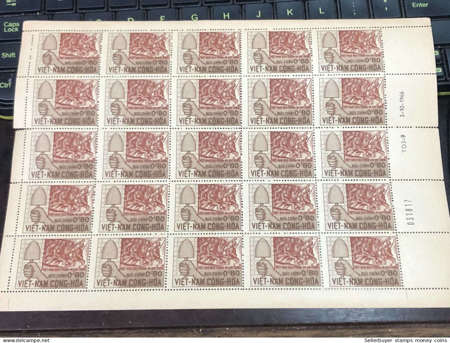 Sheet Vietnam South Stamps Before 1975(0$ 50 Struggle And Construction1966) 1 Pcs25 Stamps Quality Good - Vietnam