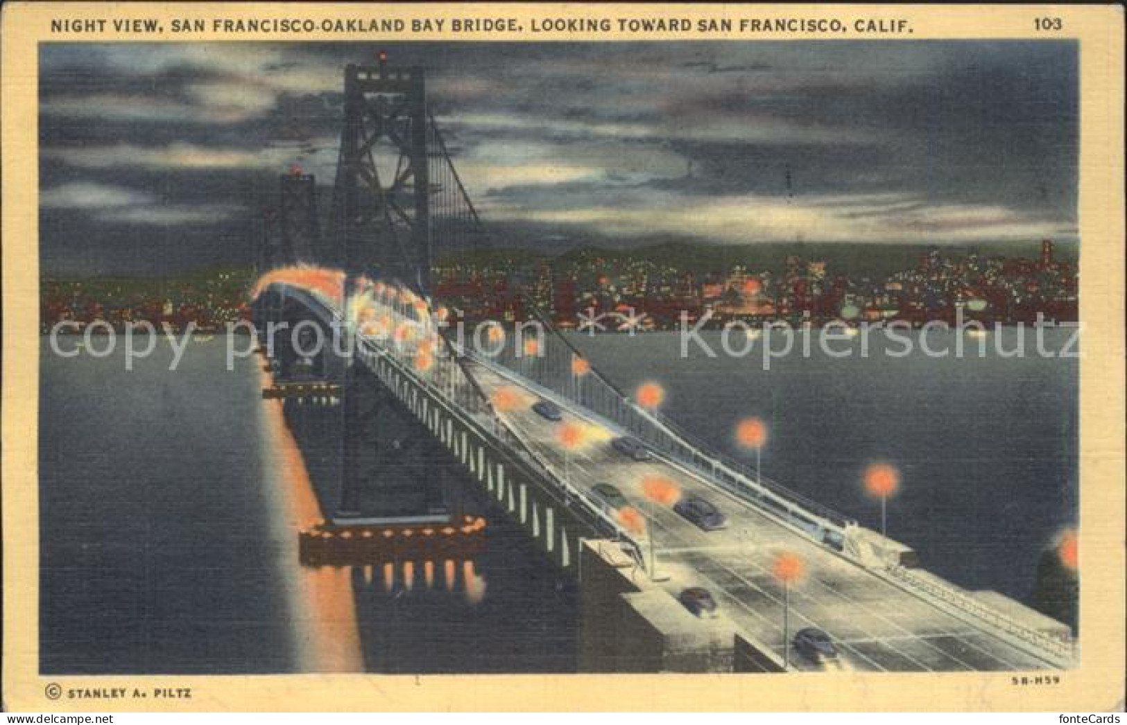 71940618 San_Francisco_California Oakland Bay Bridge At Night - Andere & Zonder Classificatie
