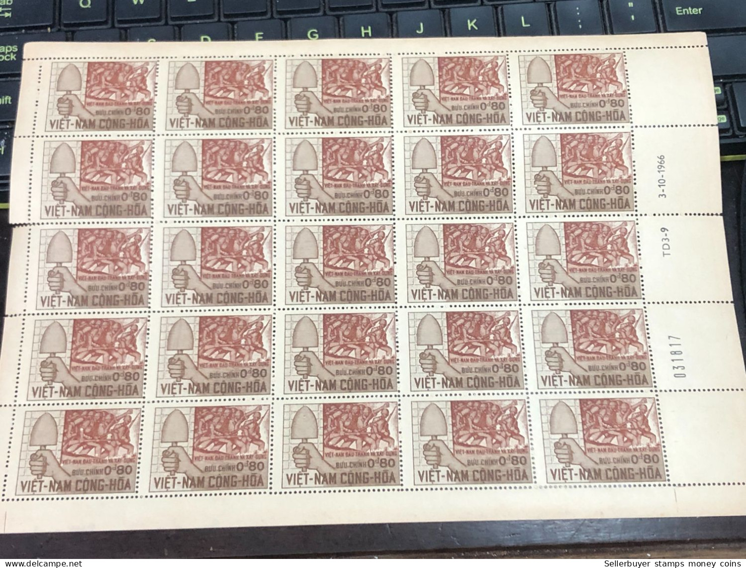 Sheet Vietnam South Stamps Before 1975(0$ 50 Struggle And Construction1966) 1 Pcs25 Stamps Quality Good - Vietnam