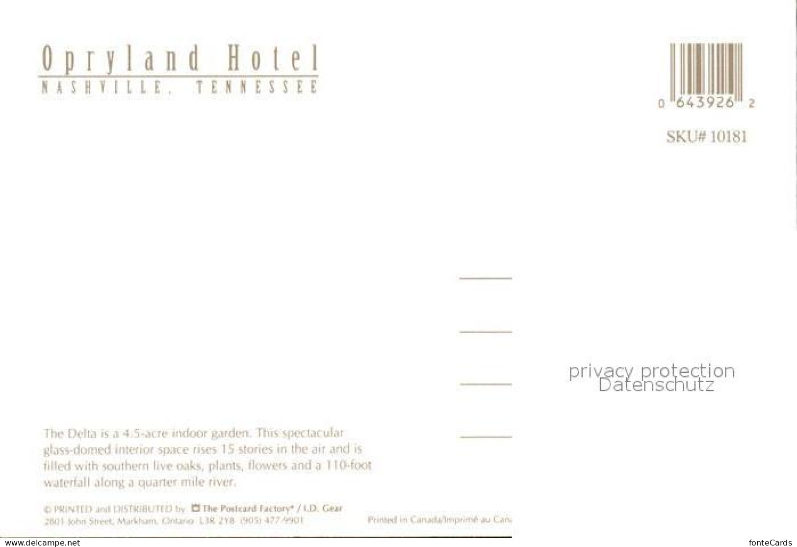 71940326 Nashville_Tennessee Optyland Hotel - Autres & Non Classés