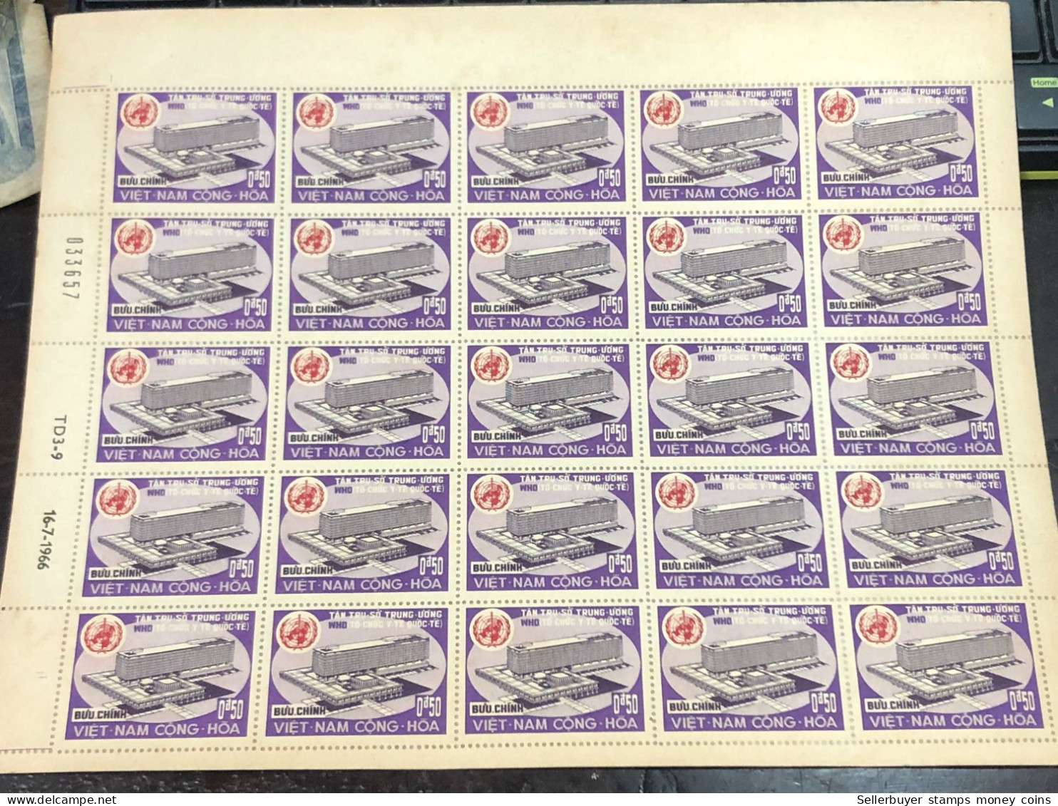 Vietnam South Sheet Stamps Before 1975(0$ 50 World Health Organization1966) 1 Pcs25 Stamps Quality Good - Vietnam