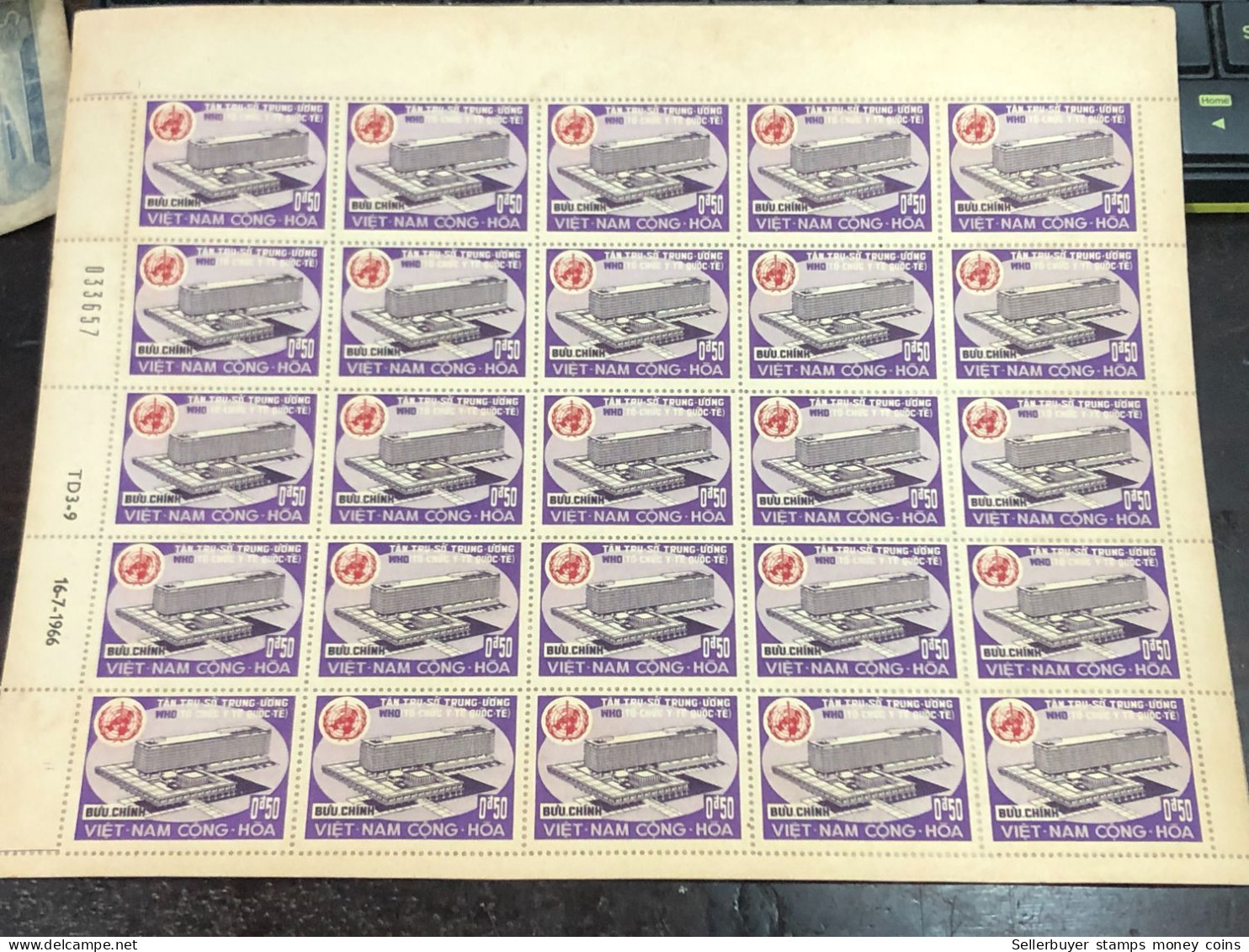 Vietnam South Sheet Stamps Before 1975(0$ 50 World Health Organization1966) 1 Pcs25 Stamps Quality Good - Viêt-Nam
