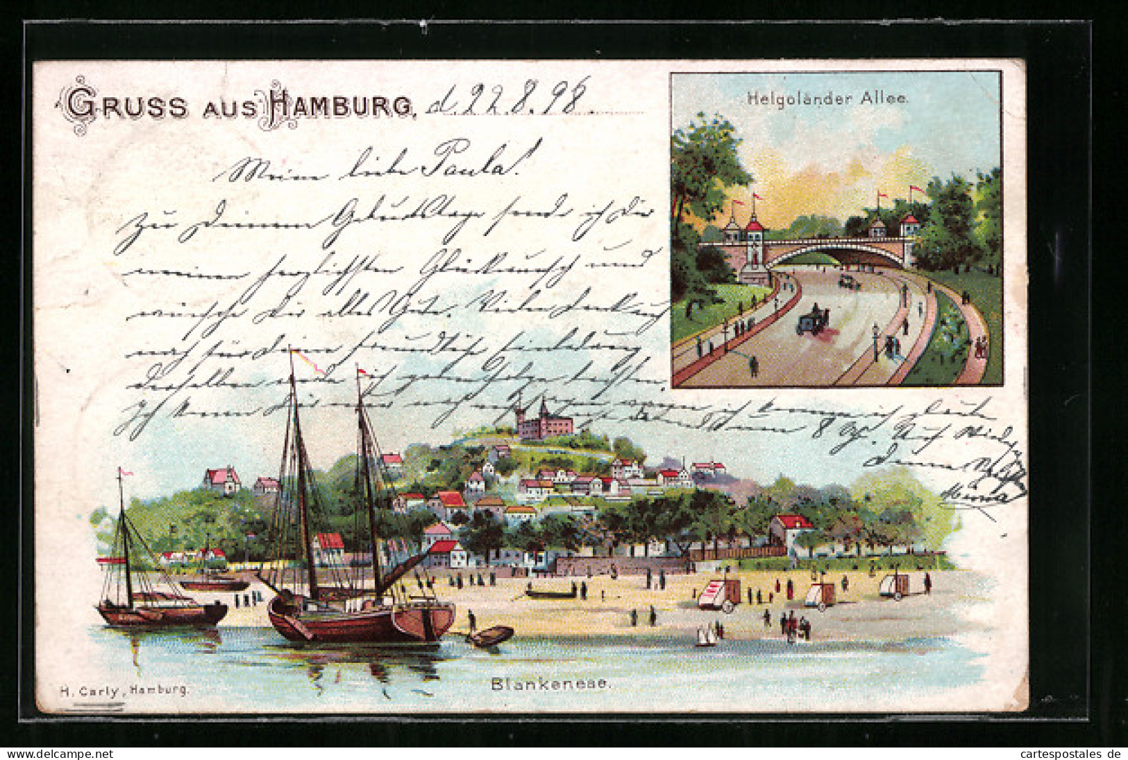 Lithographie Hamburg, Blankenese, Helgoländer Allee  - Blankenese