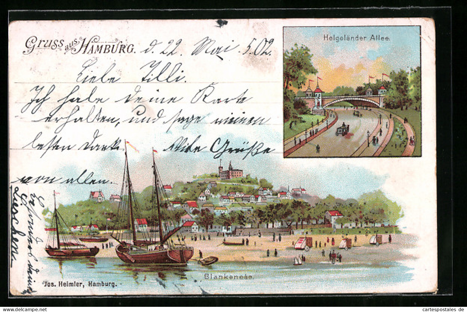 Lithographie Hamburg, Blankenese, Helgoländer Allee  - Blankenese