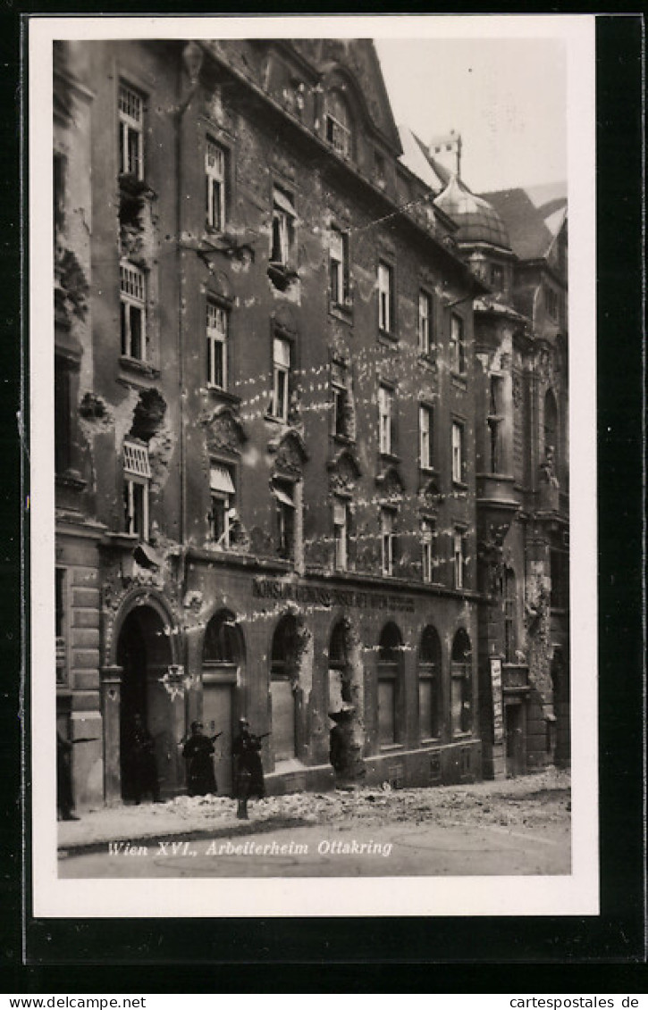 AK Wien, Februaraufstand 1934, Arbeiterheim Mit Einschlägen Von MG-Garben  - Autres & Non Classés
