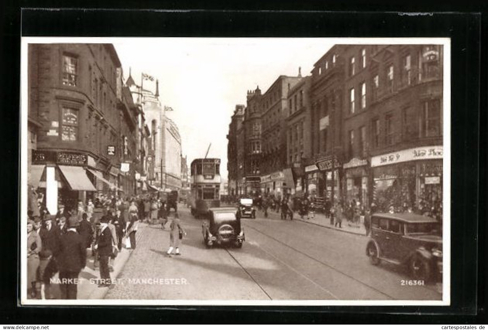 AK Manchester, Market Street, Strassenbahn  - Tramways