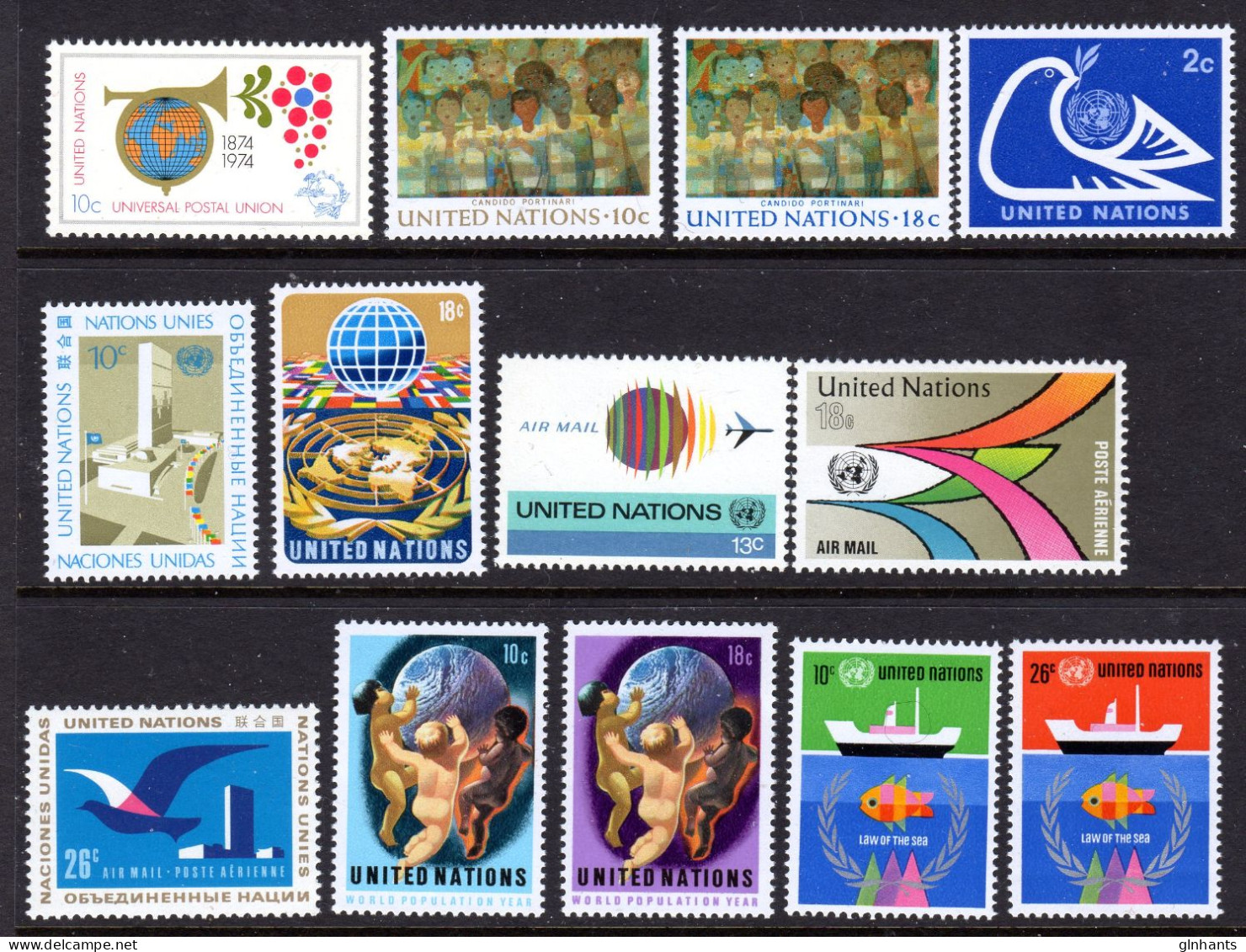 UNITED NATIONS UN NEW YORK - 1974 COMPLETE YEAR SET (13V) AS PICTURED FINE MNH ** SG 250-262 - Ungebraucht
