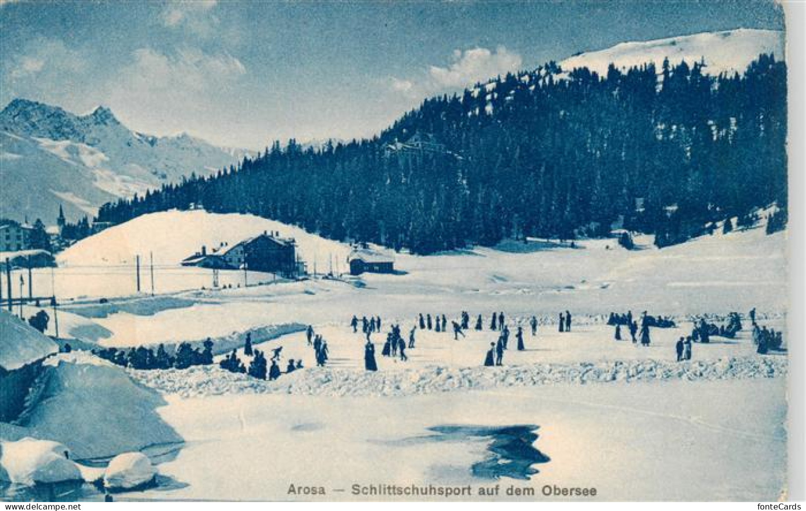 13958162 Arosa_GR Eislaufbahn Schlittschuhsport Auf Dem Obersee Winterpanorama - Other & Unclassified