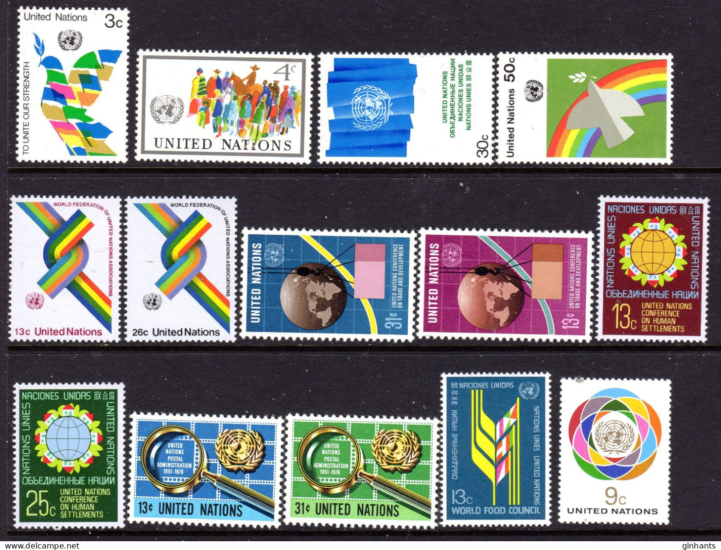 UNITED NATIONS UN NEW YORK - 1976 COMPLETE YEAR SET (14V) AS PICTURED FINE MNH ** SG 274-287 - Unused Stamps
