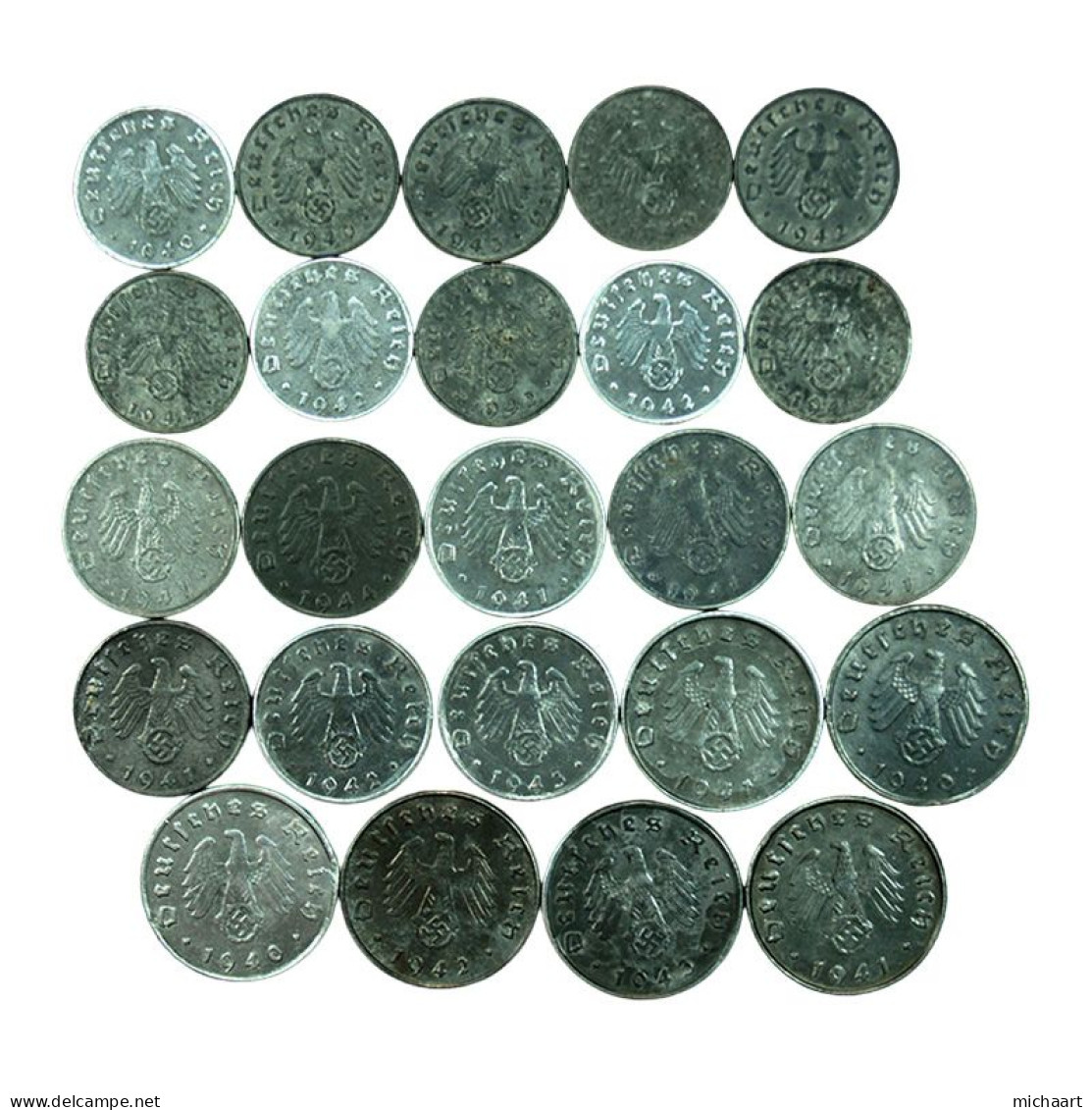 Third Reich Coins Lot Of 24 Coins 1 5 10 Pfennig 1940-1944 Germany 03745 - Sammlungen