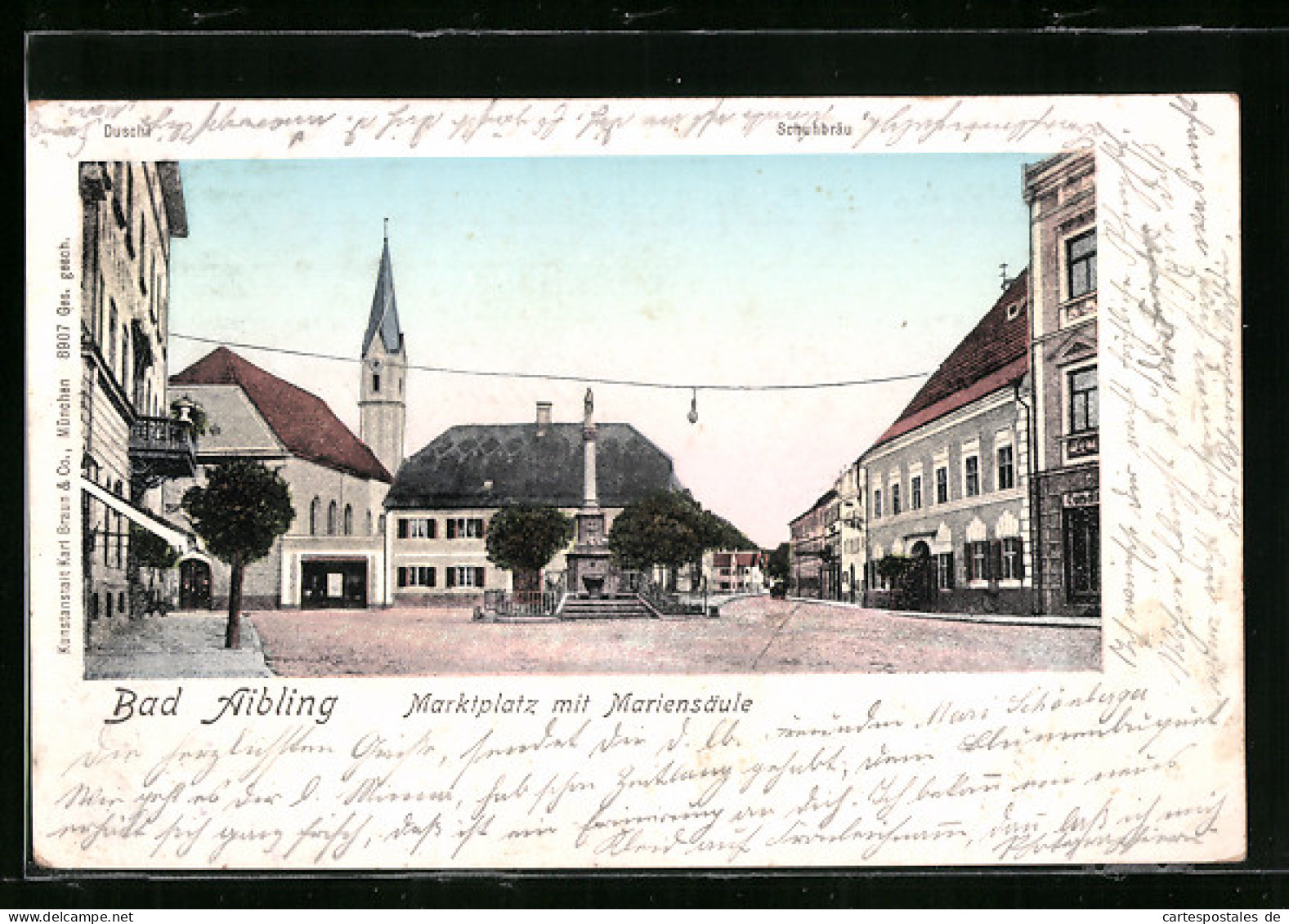 AK Bad Aibling, Marktplatz Mit Mariensäule  - Bad Aibling