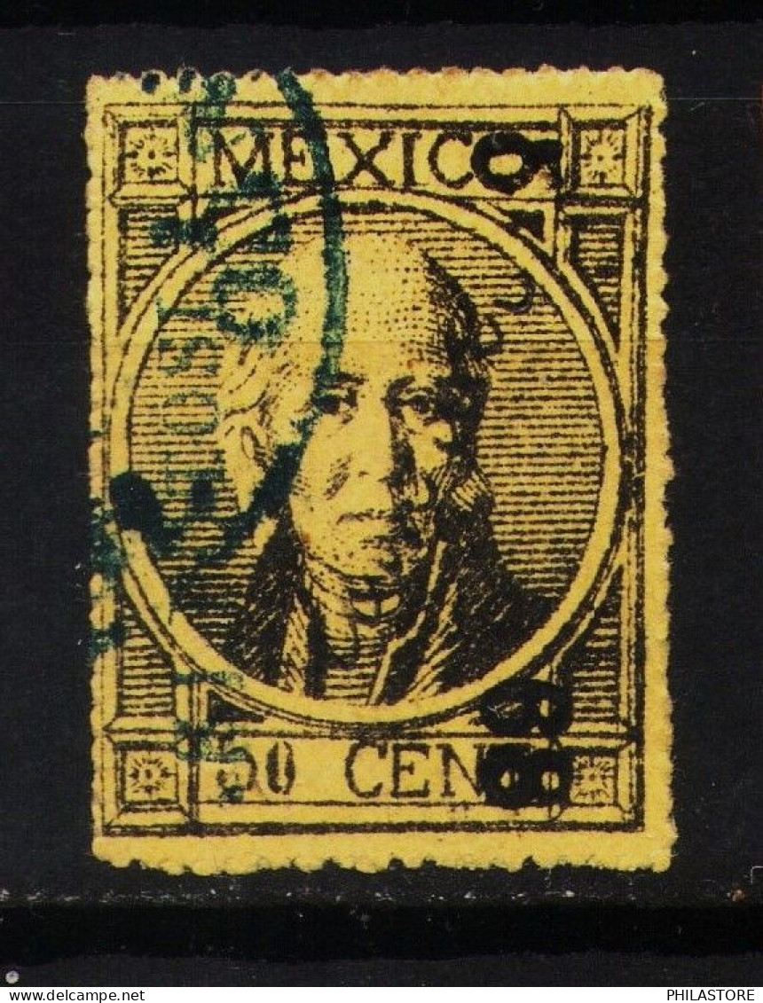México 1868 Scott 55 50c San Luis Potosí (5 68) Complete Perforations, Good Margins CV: $45.00 Usd - Mexique
