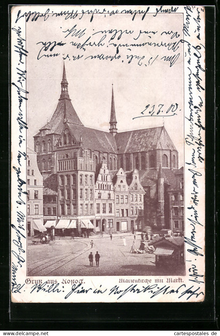 AK Rostock, Marienkirche Mit Markt  - Rostock