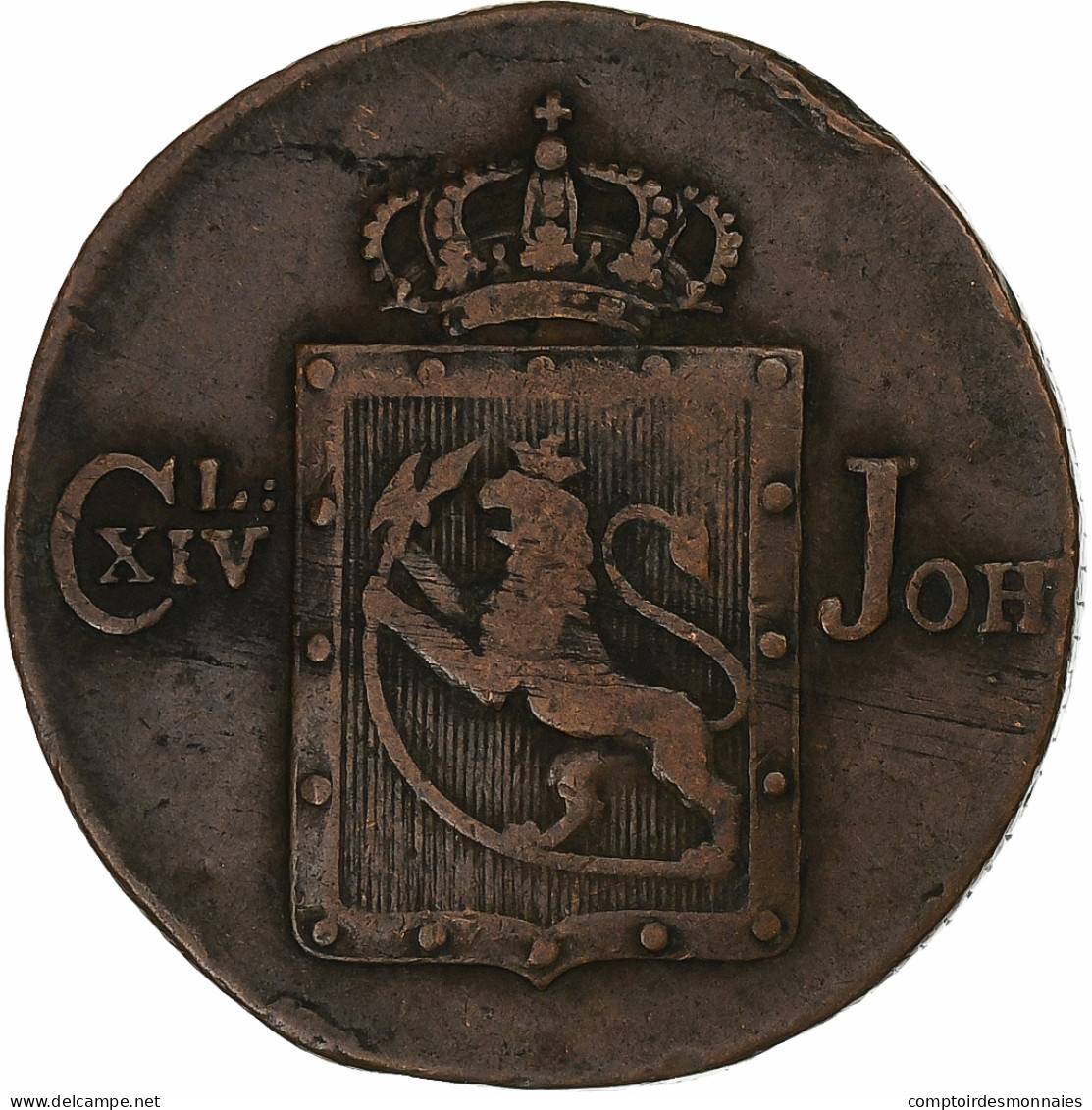 Norvège, Carl XIV, Skilling, 1820, Bronze, TB+ - Norwegen