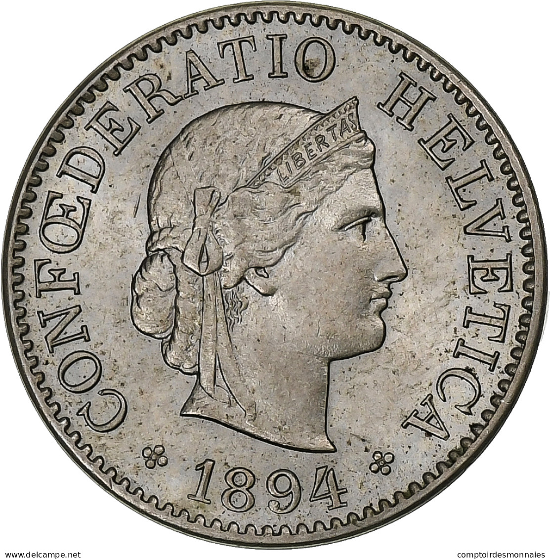 Suisse, 5 Rappen, Libertas, 1894, Bern, Cupro-nickel, SUP+ - Other & Unclassified