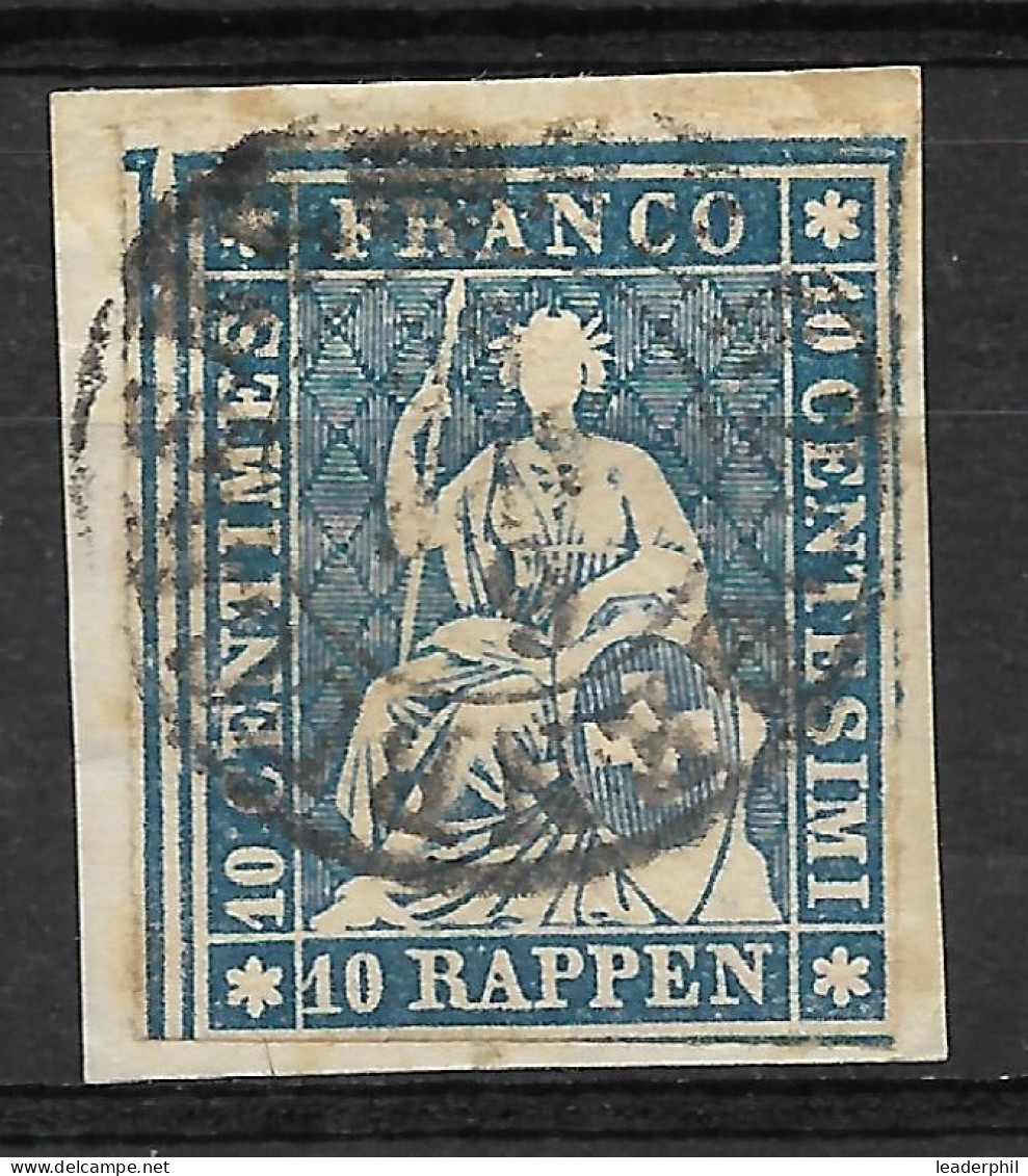 SWITZERLAND Yv# 27a USED On FRAGMENT Signed At Back - Used Stamps