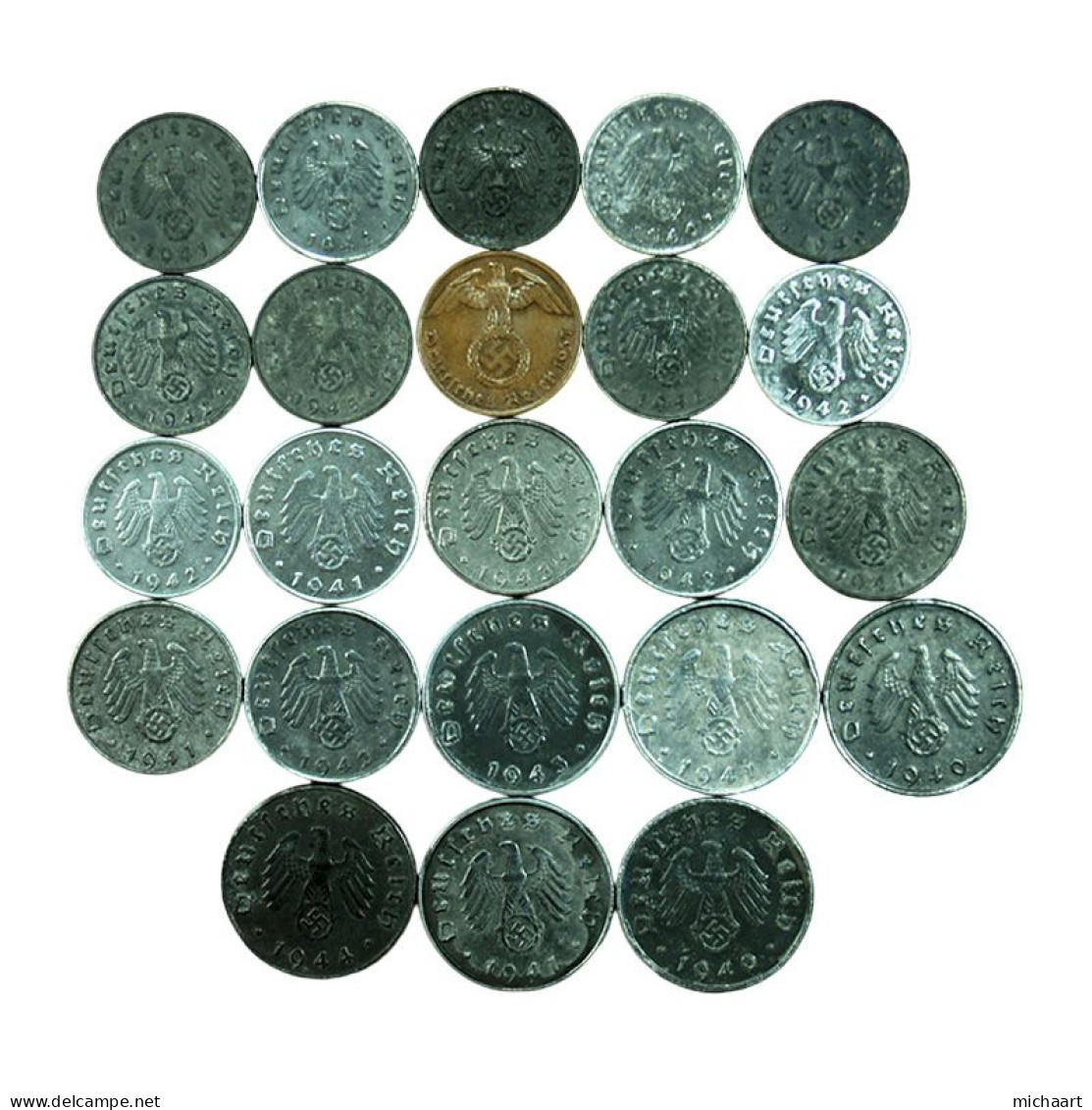 Third Reich Coins Lot Of 23 Coins 1 5 10 Pfennig 1937-1944 Germany 03747 - Colecciones Completas Y Lotes