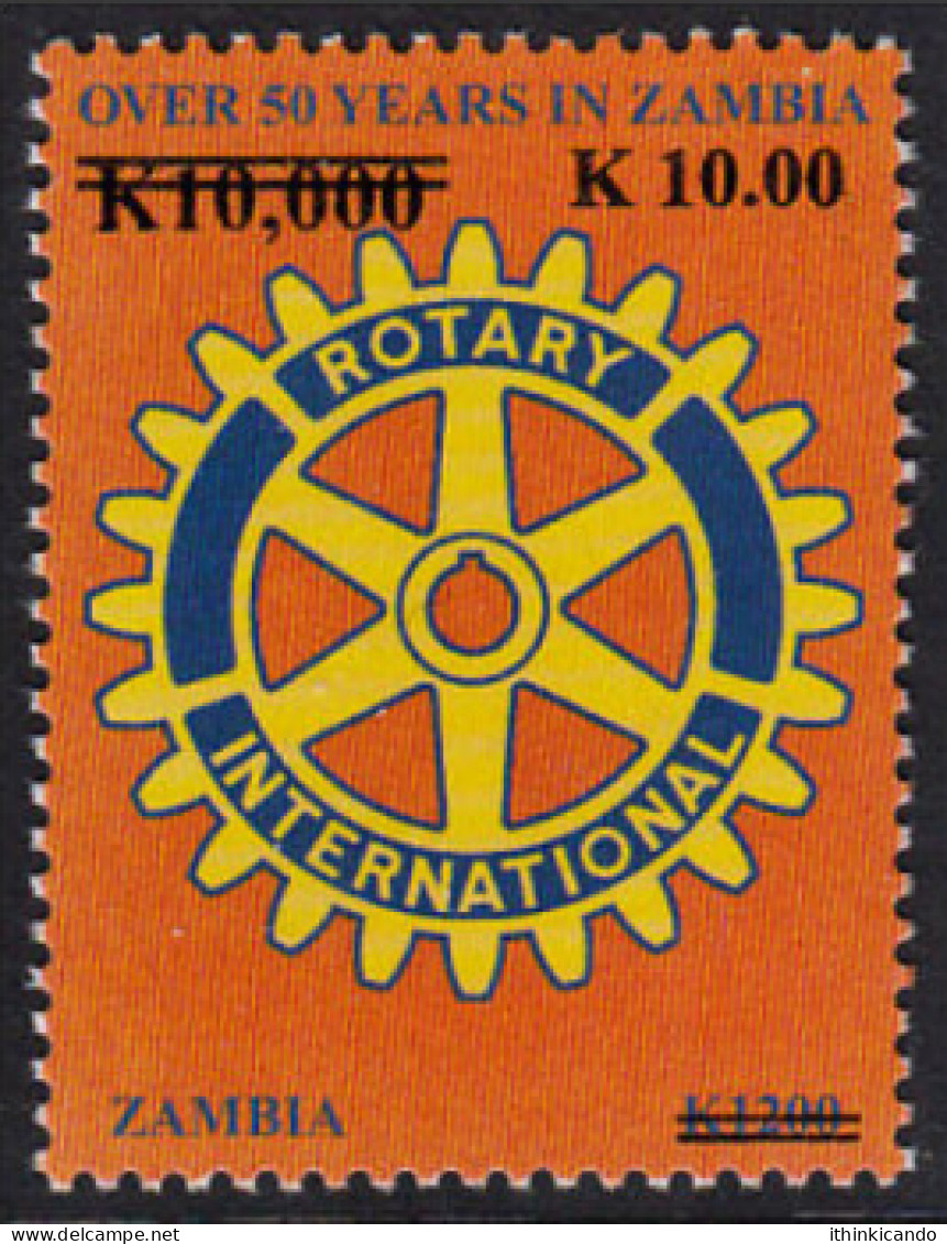 Zambia 2013 Mi 1699 New Currency K10.00 On K10,000 On K1,200 Rotary MNH - Zambie (1965-...)