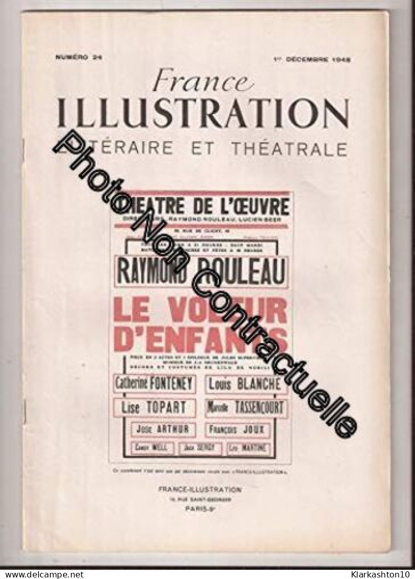 Le Voleur D'enfants Comédie En 3 Actes Et Un épilogue De Jules Supervielle... Paris Théâtre De L'Oeuvre 15 Octobre 1948 - Autres & Non Classés