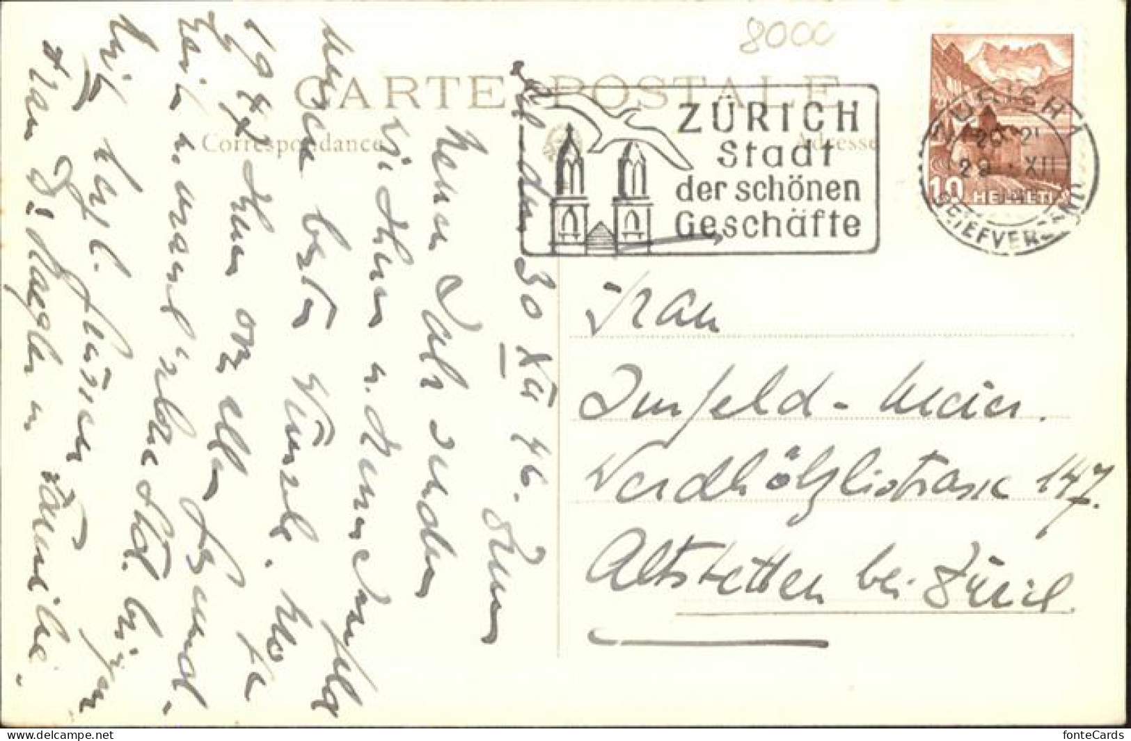 10957826 Zuerich [Stempelabschlag] Zuerich - Other & Unclassified