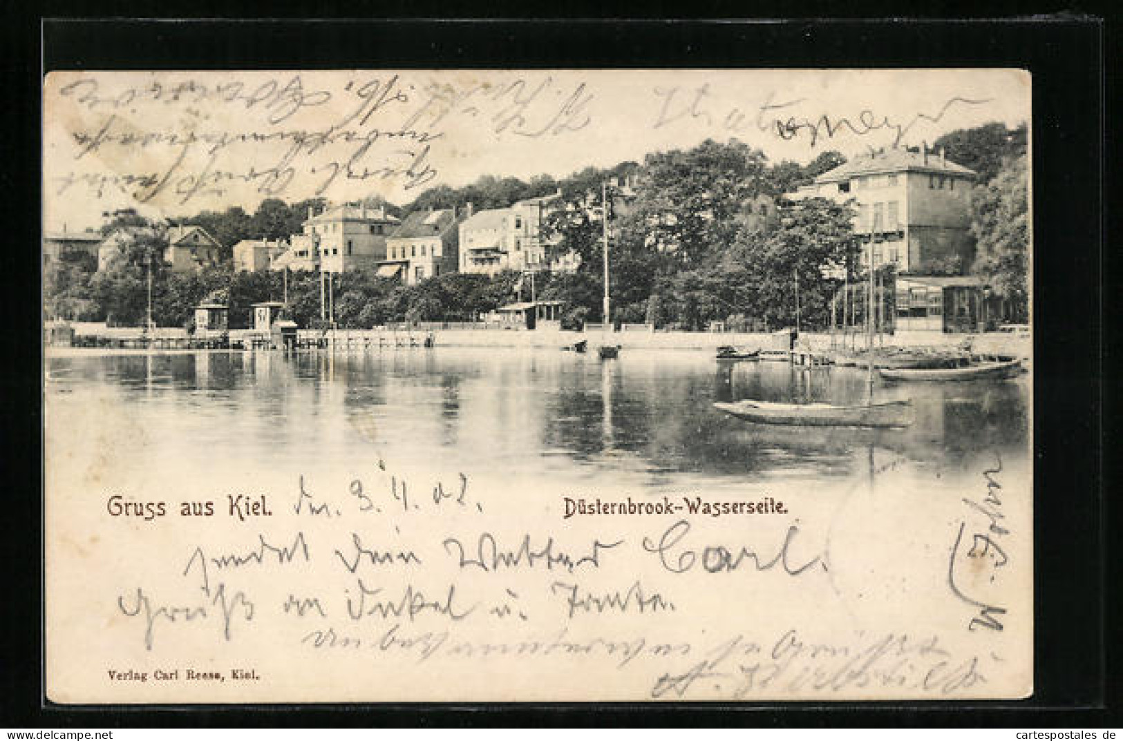 AK Kiel, Düsternbrook-Wasserseite Mit Schiffen  - Kiel