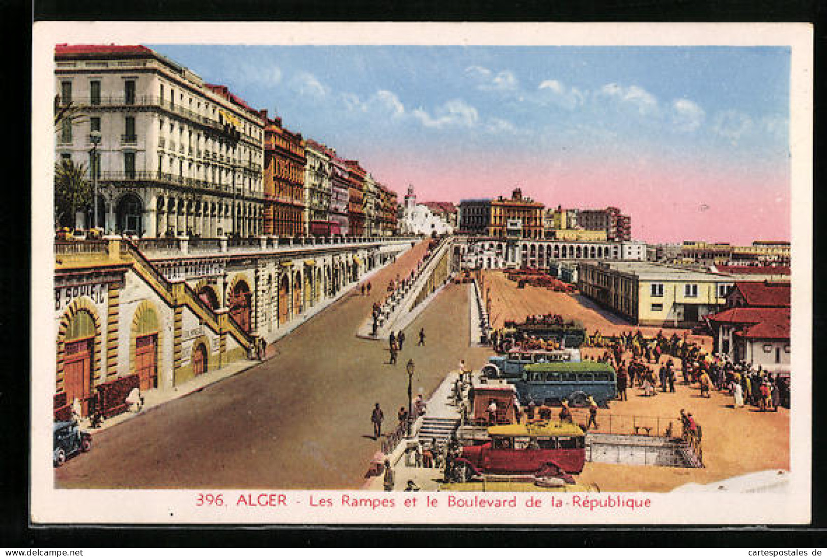 CPA Alger, Les Rampes Et Le Boulevard De La République  - Algiers