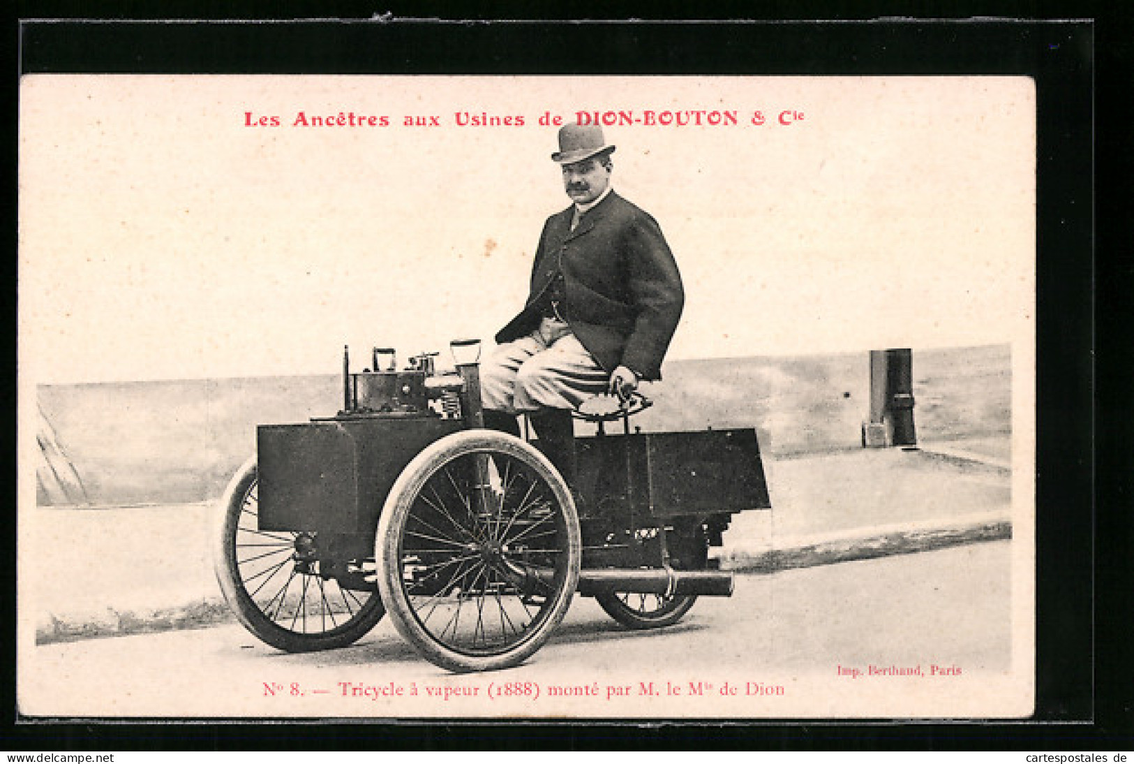 AK Les Ancêtres Aux Usines De Dion-Bouton & Cie, Triciycle à Vapeur 1888 Monté Par M. Le Mis De Dion  - Passenger Cars