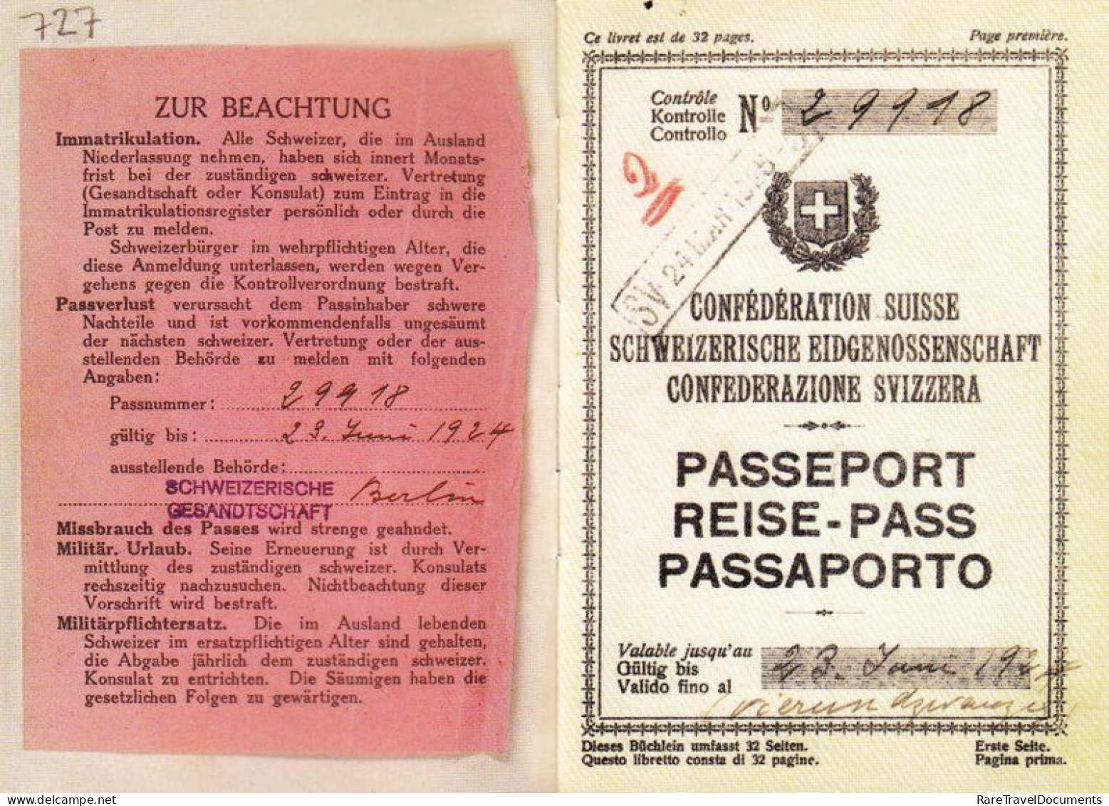 Passport - ALBERT EINSTEIN - Switzerland - Collector's Edition! - Historische Dokumente