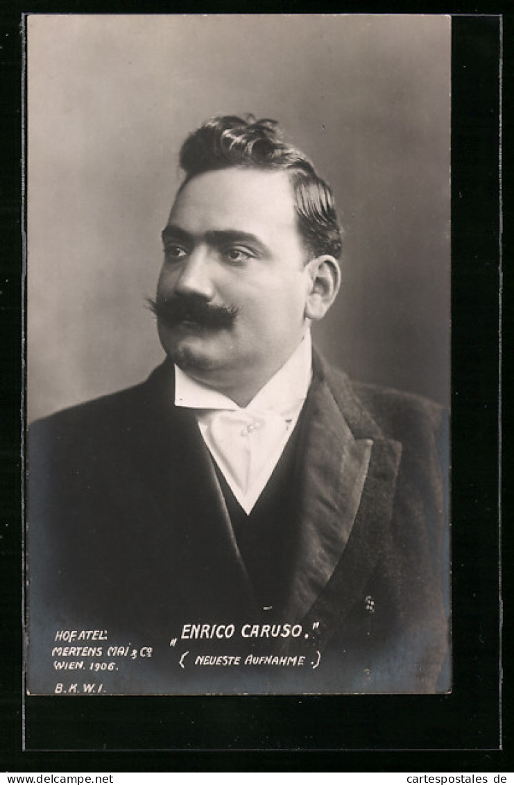 AK Opernsänger Enrico Caruso Mit Schnauzbart  - Oper