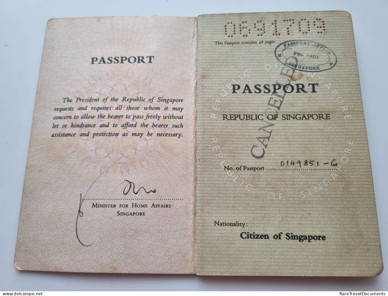 SINGAPORE Passport Passeport Reisepass Of A School Principal - FREE SHIPPING! - Historical Documents