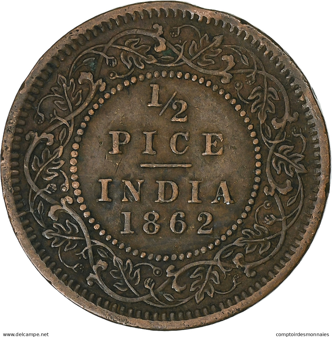 Inde Britannique, Victoria, 1/2 Pice, 1862, Cuivre, TTB+ - Colonies