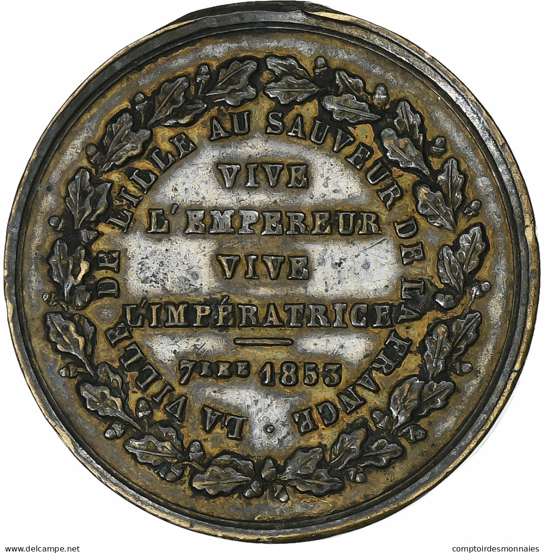 France, Médaille, Napoléon III, Visite Impériale à Lille, 1853, Cuivre, TTB+ - Other & Unclassified