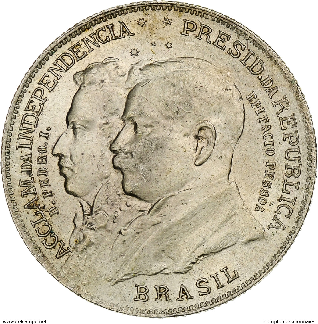 Brésil, 2000 Reis, Independence Centennial, 1922, Rio De Janeiro, Argent, TTB+ - Brazil