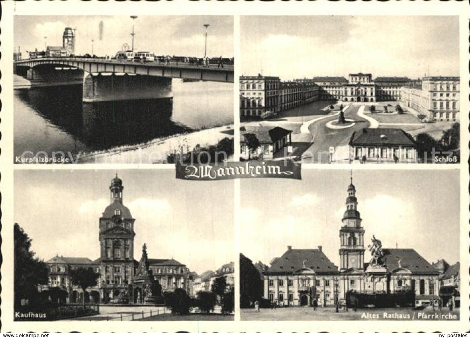 72520808 Mannheim Kurpfalzbruecke Schloss Kaufhaus Altes Rathaus Pfarrkirche Man - Mannheim