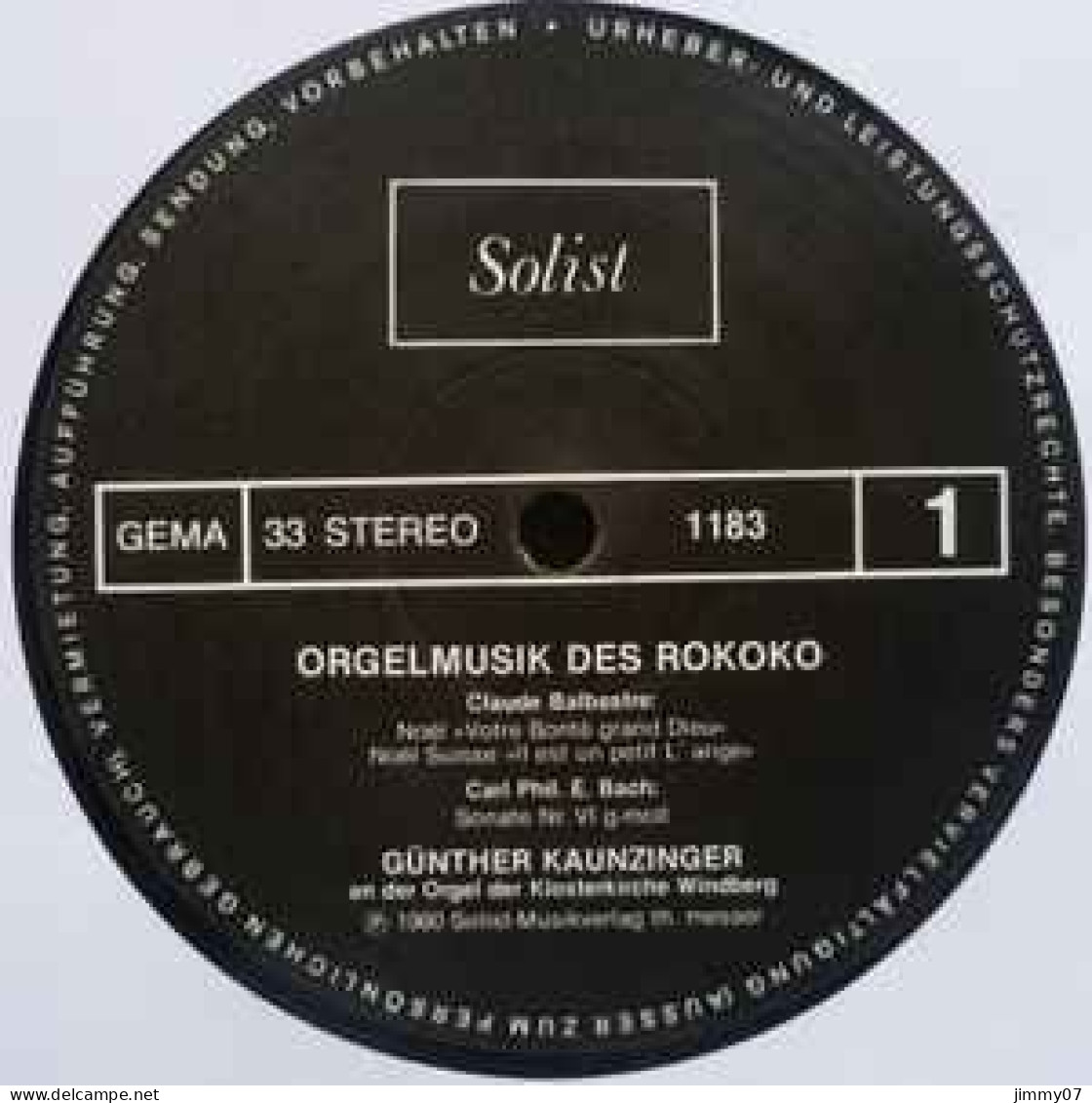 Günther Kaunzinger - Orgelmusik Des Rokoko (LP, Album) - Clásica