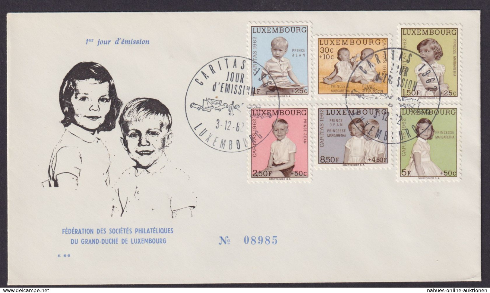 Luxemburg Brief 660-665 Caritas Kinder Als Luxus FDC Ausgabe 1962 - Brieven En Documenten