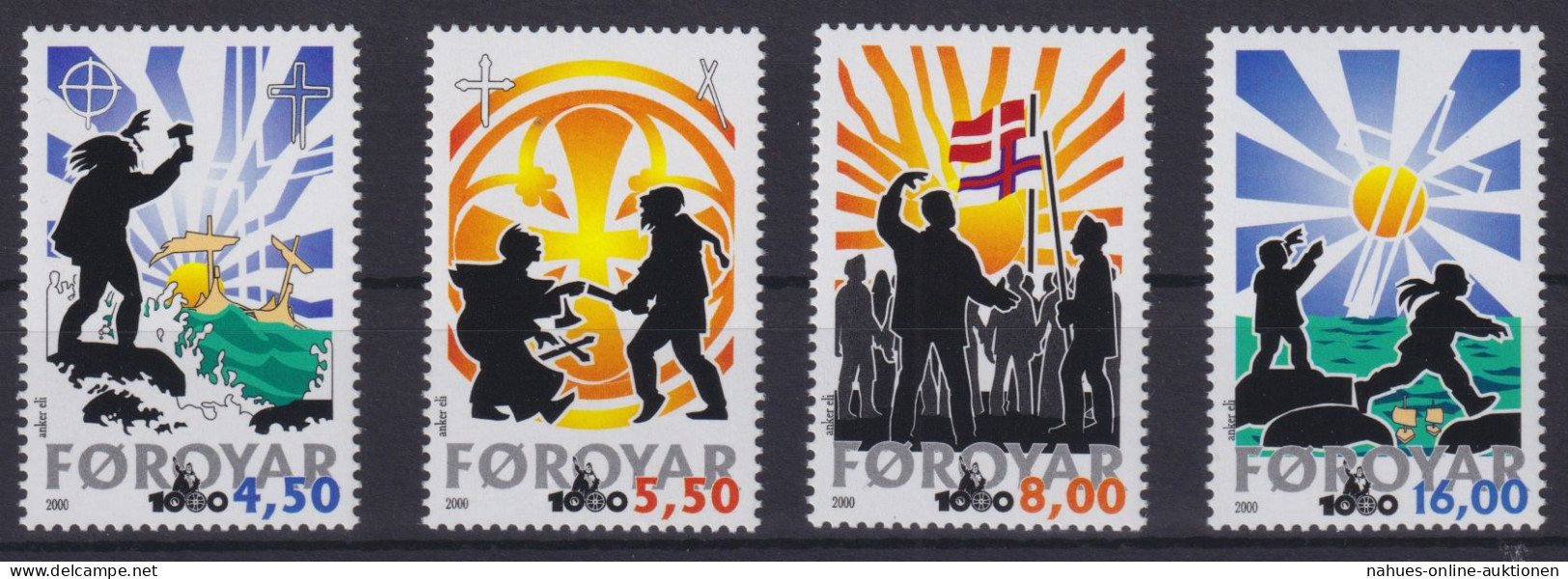 Briefmarken Dänemark Färöer 368-371 Christinanisierung Luxus Kat.-Wert 12,00 - Faeroër