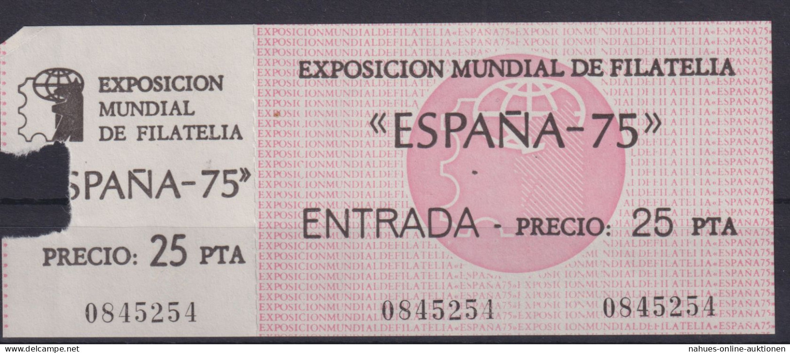 Spanien Philatelie Briefmarken Ausstellung Ticket Eintrittskarte ESPANA 1975 - Covers & Documents