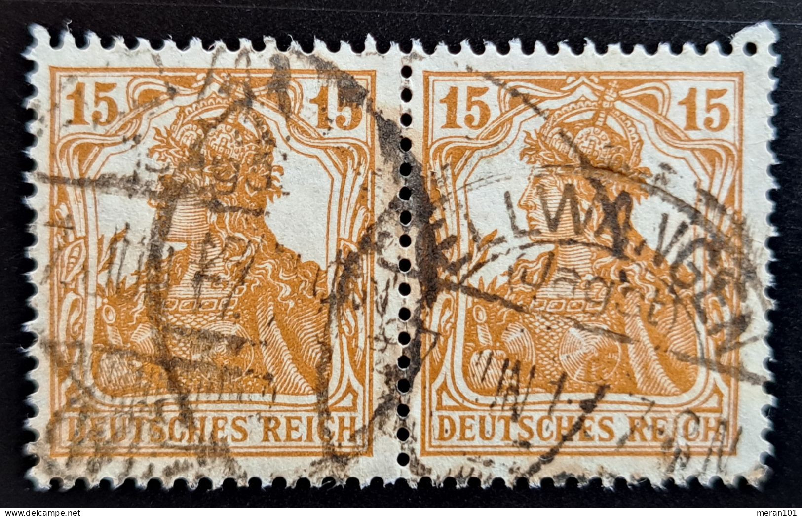 Deutsches Reich 1916, Waagerechtes Paar Mi 100a Gestempelt - Oblitérés