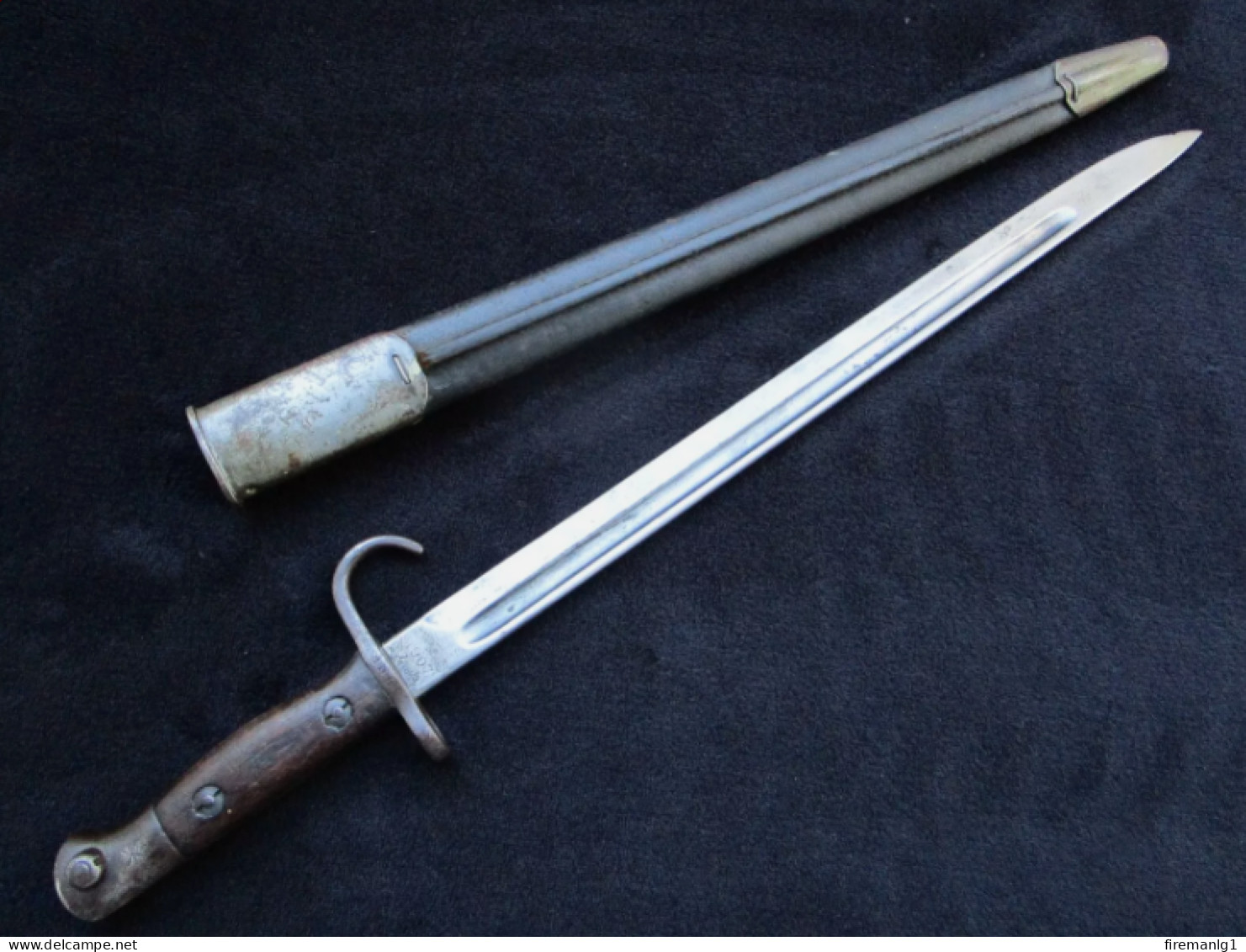 VERY RARE ORIGINAL WW1 BRITISH SMLE M1907 BAYONET AND SCABBARD MADE BY WILKINSON - Armes Blanches